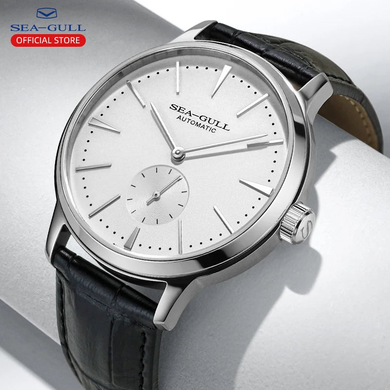 Seagull New Business Watch Men's Mechanical Wristwatches 50m Waterproof Leather Valentine Male Watches Relogio Masculino 6075