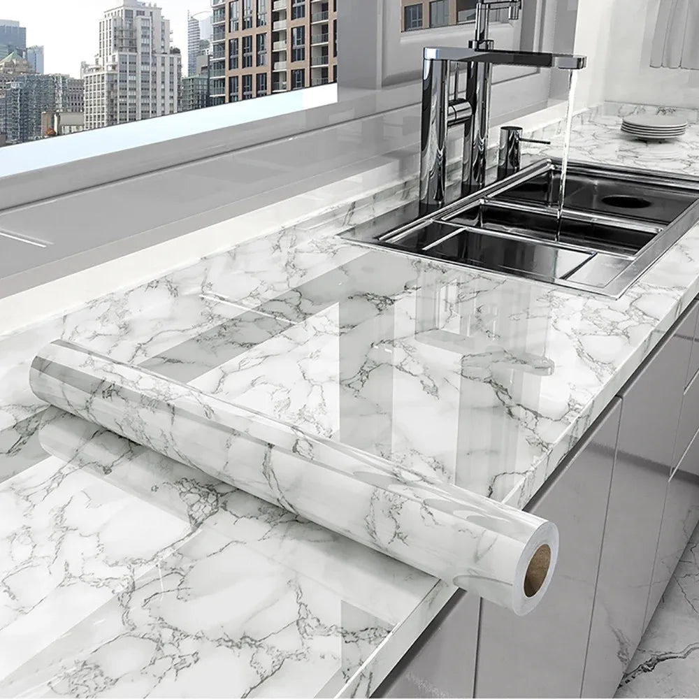 40cm Marble Self Adhesive Wallpaper Vinyl Contact Paper PVC Waterproof Wall Stickers For Kitchen Decorative Film Home Decor