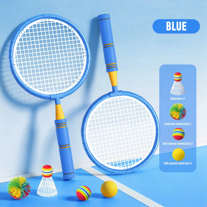 Badminton and Tennis Racket Kid 4in1 Sports Toy Hand Eye Coordination Gifts for Reflex Training Beginners Outdoors Beach
