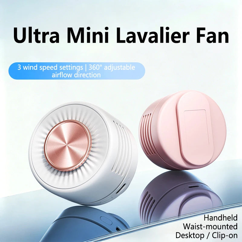 Lenovo Portable Bladeless Clip Fan 360° Rechargeable Mini USB Desk Fan Small Cooling Fan for Outdoor Travel Office