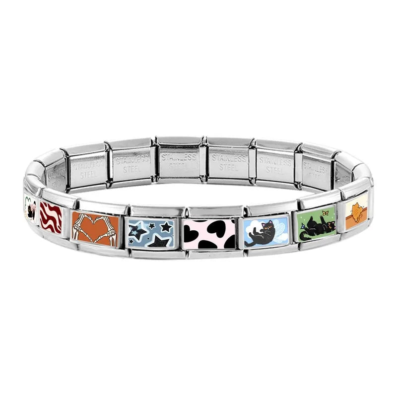 2026 Women's Funny Cat Bite Tail Elephant Dog Animals Italian Charm Link Fit 9mm Stainless Steel Module Bracelet Making Jewelrys