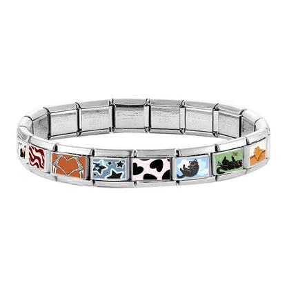 2026 Women's Funny Cat Bite Tail Elephant Dog Animals Italian Charm Link Fit 9mm Stainless Steel Module Bracelet Making Jewelrys