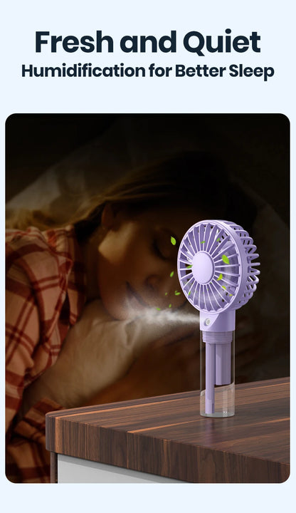TOPK Mini Portable Fan with Water Mist,2000mAh Capacity& Humidifying Function for Summer Personal Electric Fan USB fans for Room