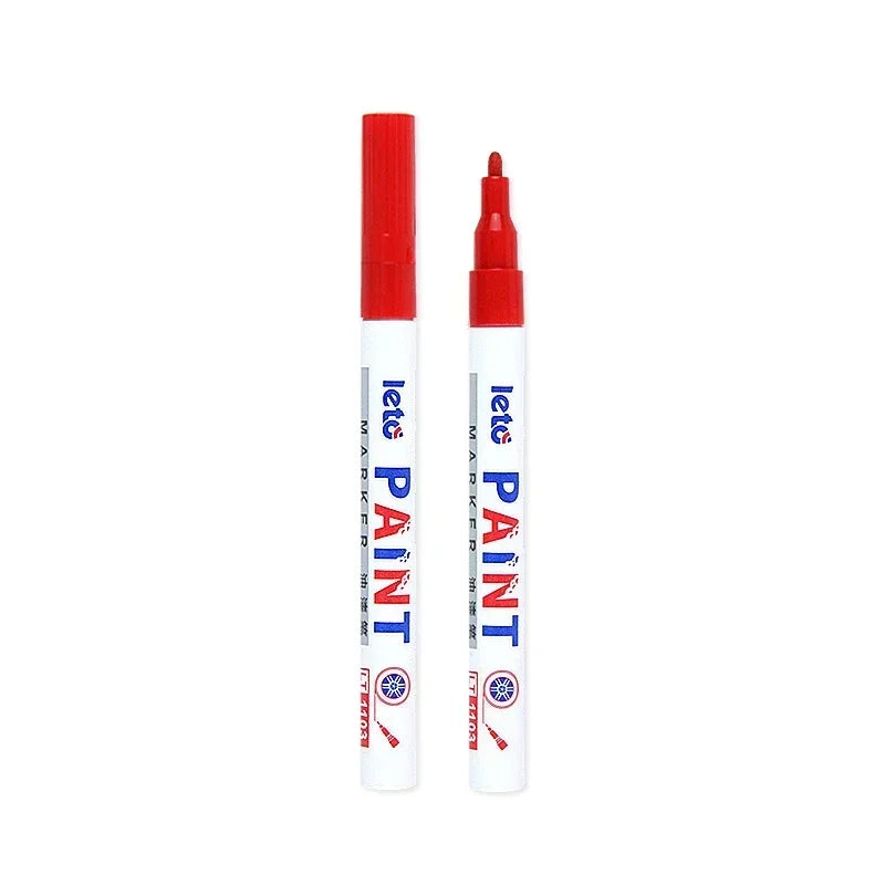 12PCS Waterproof Car Wheel Tire Oily Mark Pen Auto Rubber Tyre Colorful Permanent Painting Pen Graffiti Touch Up Paint Mark Pen