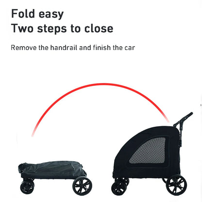 Large-sized Pet Stroller for Outdoor Travel Dog Mobility Scooter Large Capacity Dog Car Multifunctional Foldable Pet Stroller