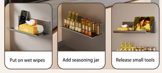 Magnetic Kitchen Refrigerator Storage Rack Without Punching Wall-mounted Condiments Spice Shelf Household Organizer
