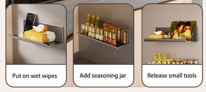 Magnetic Kitchen Refrigerator Storage Rack Without Punching Wall-mounted Condiments Spice Shelf Household Organizer
