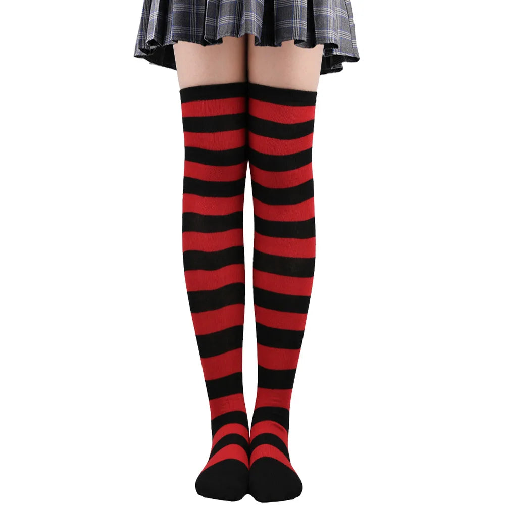 Color Striped Stockings Japanese Over Knee Socks Fashion Women Keep Warm Soks Sexy Slim Long Socks Hosiery JK Cosplay Lolita Y2k