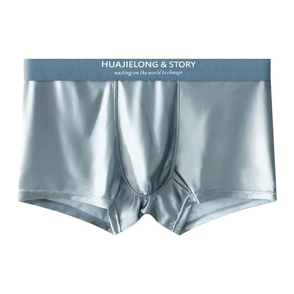 1/3Pcs Breathable Thin Satin Silk Boxer Briefs Seamless Mid Waist Ice Silk Boxers Underpants Smooth Underwear for Men Daily