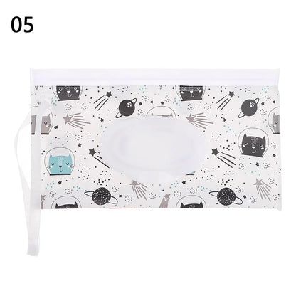 Cute EVA Baby Wet Wipe Pouch Wipes Holder Case Flip Cover Snap-Strap Reusable Refillable Wet Wipe Bag Outdoor Home Tissue Box