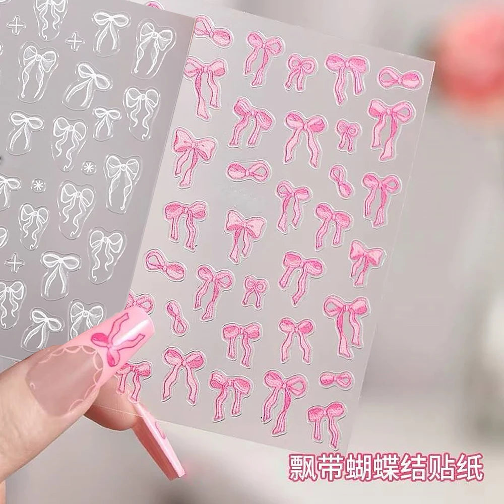 2Sheets French Gradient Line Nail Art Stickers 3D Self-Adhesive White+Black Slider Design Stencil Manicure Guides DIY Nail Decor