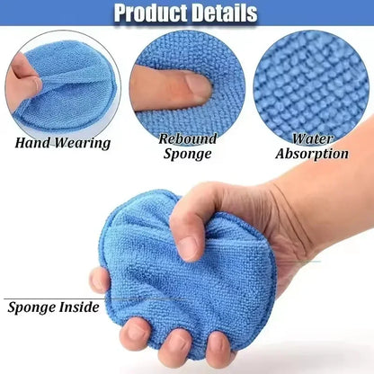 10/1Pcs 5-inches Microfiber Wax Applicator Pad Ultra Soft Car Polishing Sponge with Finger Pocket Auto Care Polish Foam Sponge