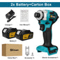 688N.m 1/4'' Brushless Electric Screwdriver Cordless Screwdriver Electric Drill Impact Driver Kit for Makita 18V Battery Pin