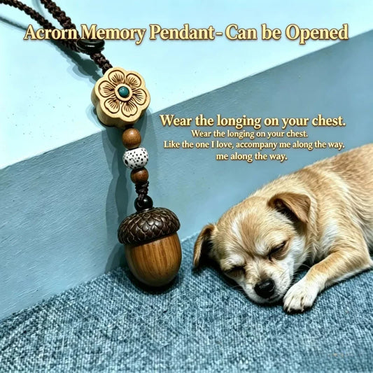 S12 Small Acorn Urn Pendant Necklace Portable Pet Ashes Keepsake for Dog Cat Memorial，Warmth Keeps Love Alive Forever.