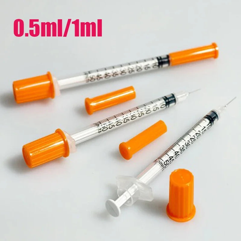 100pcs 1ml 0.5ml 30G 31G Pet Animal Dog Cat Disposable Syringe Plastic Veterinary Syringe with Needles Medical Supplies