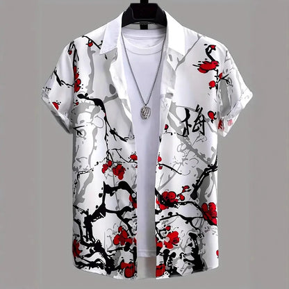 New Hawaii Spring/Summer Fashion Leisure Street Walk Tourist Beach Printed Full Open Short Sleeve Button Shirt