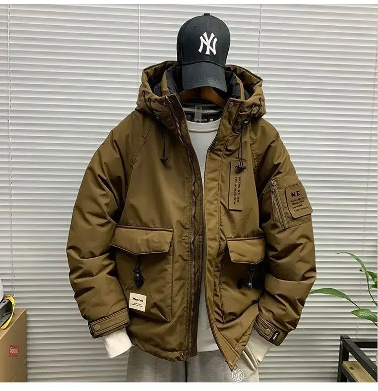Luxury High-end Down Jackets Men Winter Warm Cargo Coat White Duck Down Coat Windproof Pockets Hooded Thick Parkas Canada