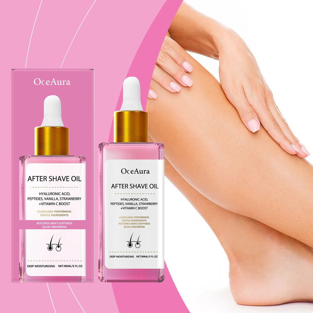 Strawberry Scented After Shave Oil - Soothing Post Hair Removal Essential Oil For Smooth Hydrated Skin, Non-Greasy Formula