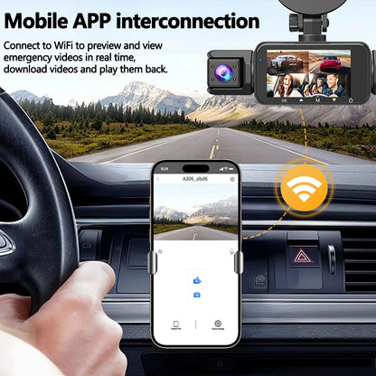 Dashcam 4 Channels WiFi Car DVR Dashboard Cameras for Car Way Back Box Parking Mode 24H Front and Rear Interior 360 Dash Cam