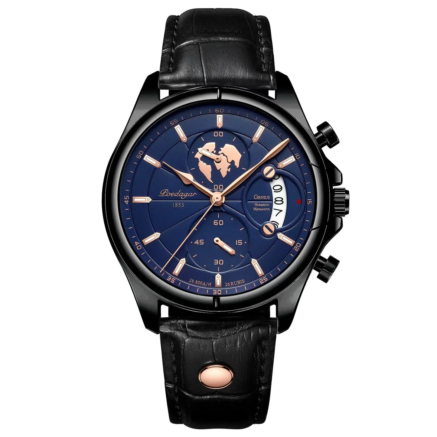 POEDAGAR Luxury Man Wristwatch Chronograph Date Waterproof Leather Men Watch Casual Quartz Men's Watches Sports Male Clock Reloj