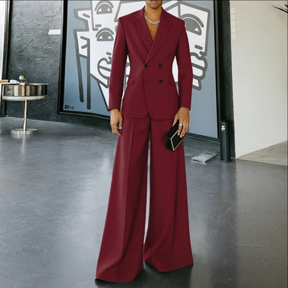 INCERUN Men Sets Solid Color Double Breasted Long Sleeve Blazer & Pants Two Pieces Sets Streetwear Fashion Casual Men's Suits