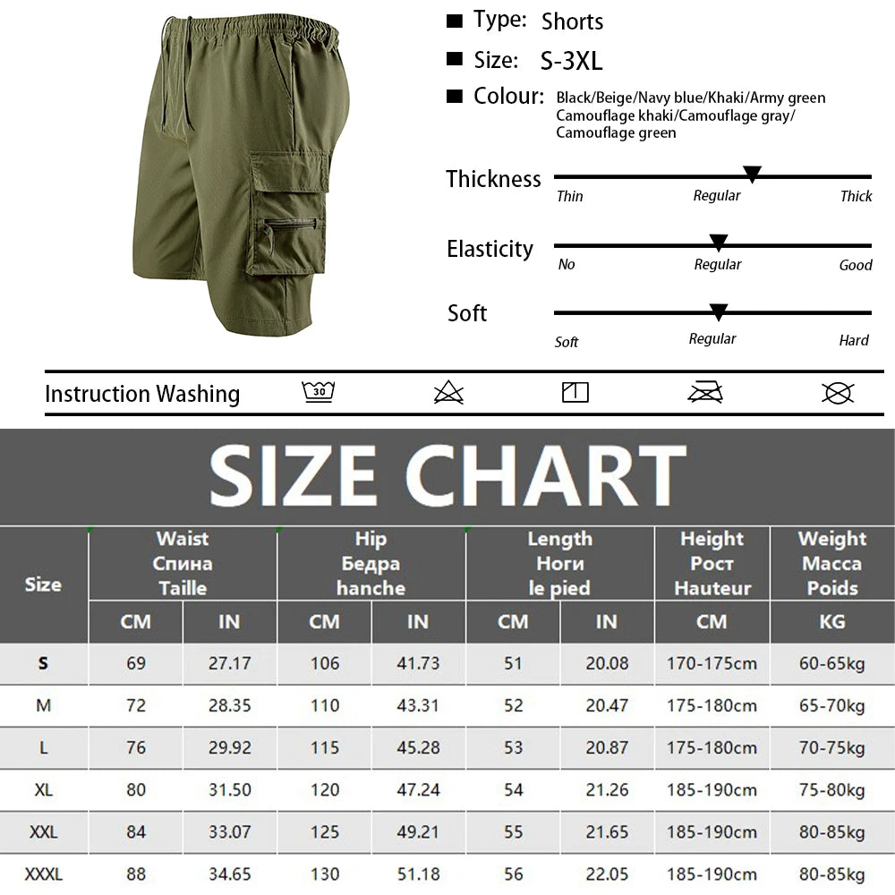 New Men's Cargo Shorts Fashion Casual Running Shorts Big Pocket Sports Slacks Cargo Panels Trousers Plus Size for Male