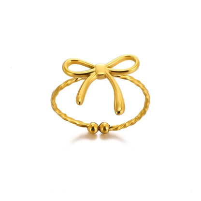 Cute Butterfly Rings For Women Gold Color Stainless Steel Geometric Opening Butterfly Ring Aesthetic Wedding Christmas Jewelry