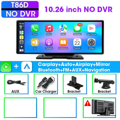 7/10.26" Wireless Carplay Screen for Car,5G Wifi Dash Cam 4K Car DVR,Android Auto Dual Lens GPS Navigation Video Recorder,FM AUX