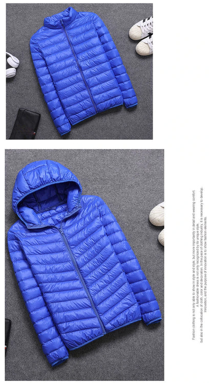 Men's All-Season Ultra Lightweight Packable Down Jacket Water and Wind-Resistant Breathable Coat Big Size Men Hoodies Jackets