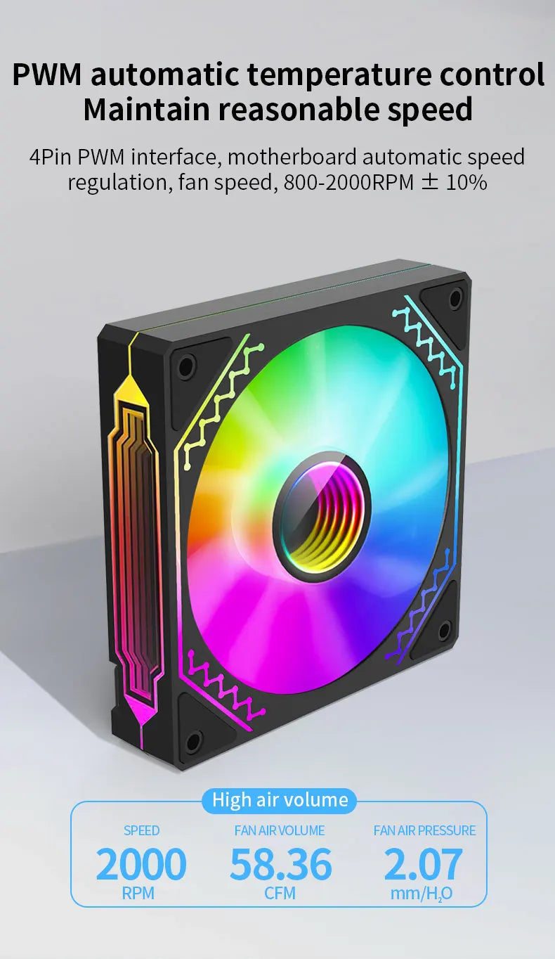 TEUCER Prism12025 PC Case Fan 120mm 5V 3Pin ARGB Cyclic Mirror Light Effect PWM 800 to 2000RPM Cooling Fan 3 Piece Set