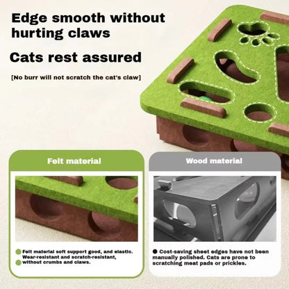Cat Scratching Posts For Indoor Cat Puzzle Toy Felt Puzzle Box Cat Exercise Toy with Ball Kitten Interactive Indoor Exercise Toy