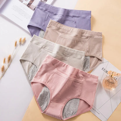 4Pcs Women'S Menstrual Panties High Waist Cotton Briefs Lingerie Physiological Pants Leak Proof Underwear Ladies Period Panty