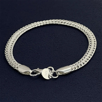 925 Sterling Silvery 6MM Flat Snake Chain Bracelet for women lady men Solid Side Chain wedding party gift Ideal Gift for Men
