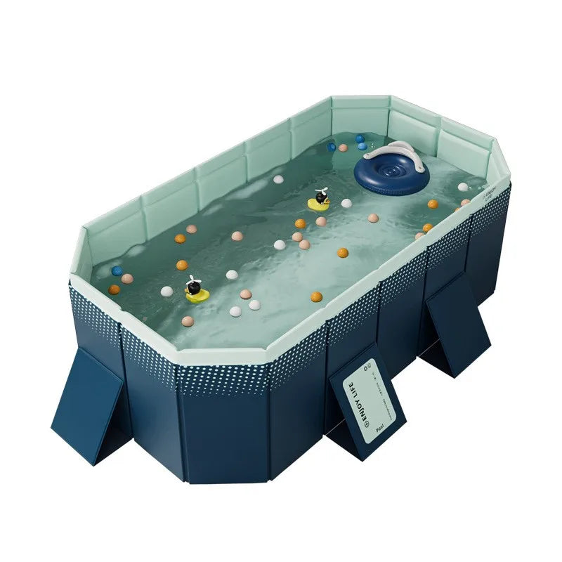 Blue Foldable Frame Swimming Pool For Kids Family Garden Summer Water Play Backyard Water Pool Multiple Sizes