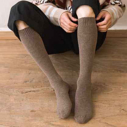 6PCS=3Pairs Men's Winter Compression Stocking Warm Hot Knee High Long Leg Terry Socks Warm Thicken Cover Calf Socks Size 38-44