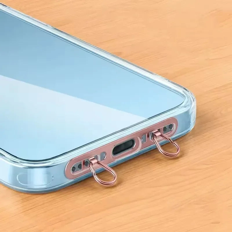New Ultra-thin Metal Phone Lanyard Gasket Patch Stainless Steel Sturdy Hanging Cord Clips Cellphone Safety Connecter Accessories