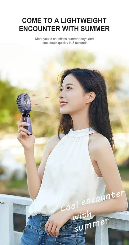 Mini Portable Handheld Fan Foldable Neck Hanging Fans 5 Speed USB Rechargeable Fan with Phone Stand and Display Screen 1800mAh