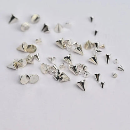 6Grids 3D Mini Punk Metal Rivet Nail Art Charms 1.5/2/3mm Gold Silver Cone Spike Studs Nails Jewels DIY Manicure Decorations ZB