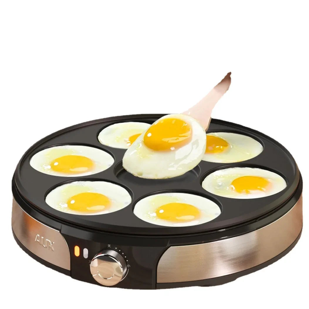 220V Professional Crepe Maker with 7 Holes Egg Burgers Crepes and Omelettes Baking Pan Perfect for Breakfast