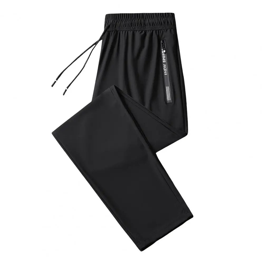 Men's Summer Ice Silk Pants Mesh Quick drying Ankle-banded Breathable Casual Thin Pants Loose Elastic Pants Sports Trousers
