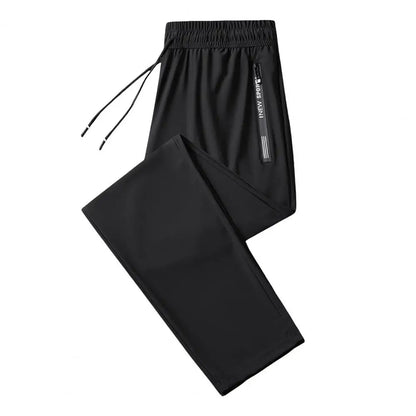 Men's Summer Ice Silk Pants Mesh Quick drying Ankle-banded Breathable Casual Thin Pants Loose Elastic Pants Sports Trousers