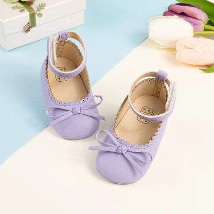 New Baby Shoes Girls' Soft-soled Leather Bowknot Party Princess Shoes Light Flat First Walkers Breathable and Anti-slip
