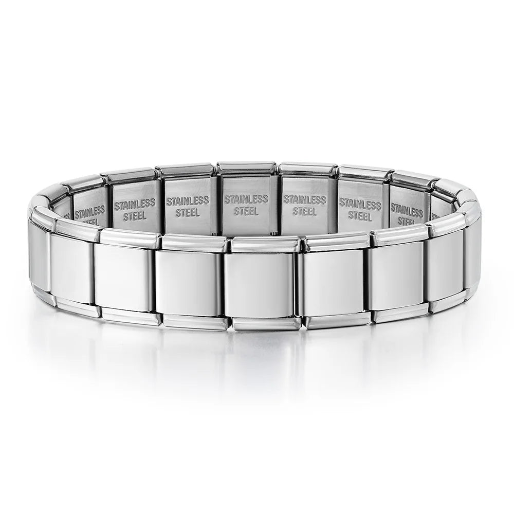 GEMOSA 9mm Width Italian Charm Bracelet Fashion Stainless Steel Bangle Elastic Link Chain High Quality Factory DIY