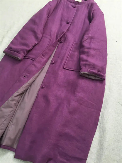 Ethnic Style Retro Single Breasted Cotton Robe Clothing Women's Spring And Autumn 2025 New Loose Versatile Quilted Coat K2709