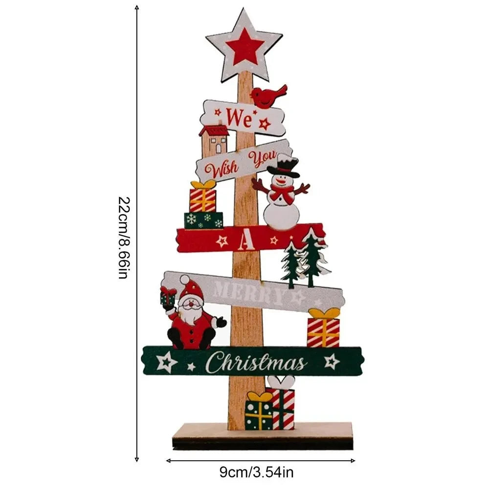 Wooden Christmas Tree Desktop Ornament Santa Claus Merry Christmas Sign Plaque Xmas Decoration for Home 2026 New Years Noel Gift