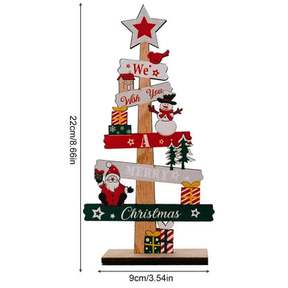 Wooden Christmas Tree Desktop Ornament Santa Claus Merry Christmas Sign Plaque Xmas Decoration for Home 2026 New Years Noel Gift