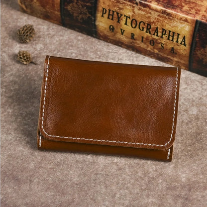 Genuine Cowhide Leather Wallet for Men Women Vintag2026 Small Men's Wallets Compact Card Holder Leather Coin Purse