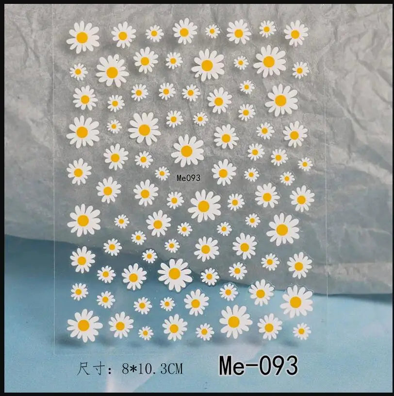 1PC 5D Macaron Flower/Fruit Nail Charms Sticker Embossed Bear/Rabbit/Letter Nails Slider Decals Summer Adhesive Manicure Decor&Y