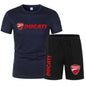 DUCATI Men's Summer Clothing Sets Short Sleeve T-Shirt Sports Shorts Motorcycle Theme Jogging Beachwear Regular outdoor jogging