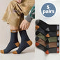 5‑Pairs Unisex Men's Trendy Color Block Crew Socks Breathable Comfy Casual For All Seasons Outdoor Wearing